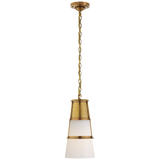 Robinson Medium Pendant in Hand-Rubbed Antique Brass with White Glass