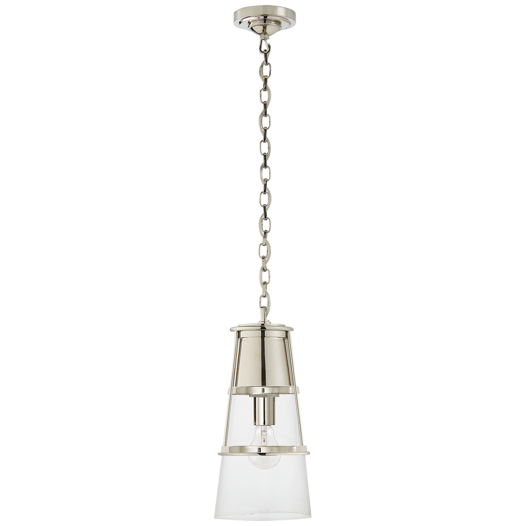 Robinson Medium Pendant in Polished Nickel with Clear Glass