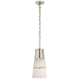 Robinson Medium Pendant in Polished Nickel with White Glass