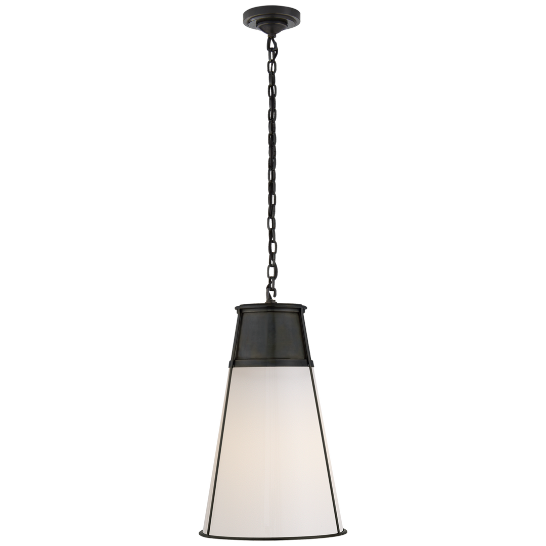 Robinson Large Pendant in Bronze with White Glass