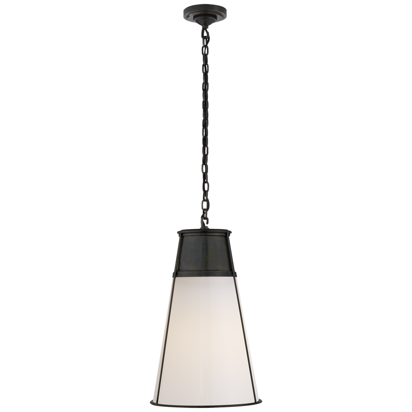 Robinson Large Pendant in Bronze with White Glass