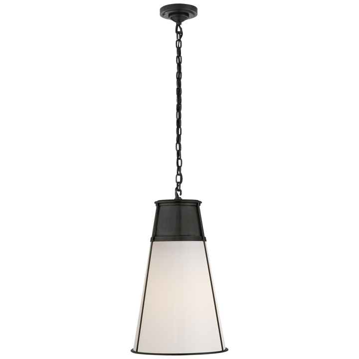 Robinson Large Pendant in Bronze with White Glass