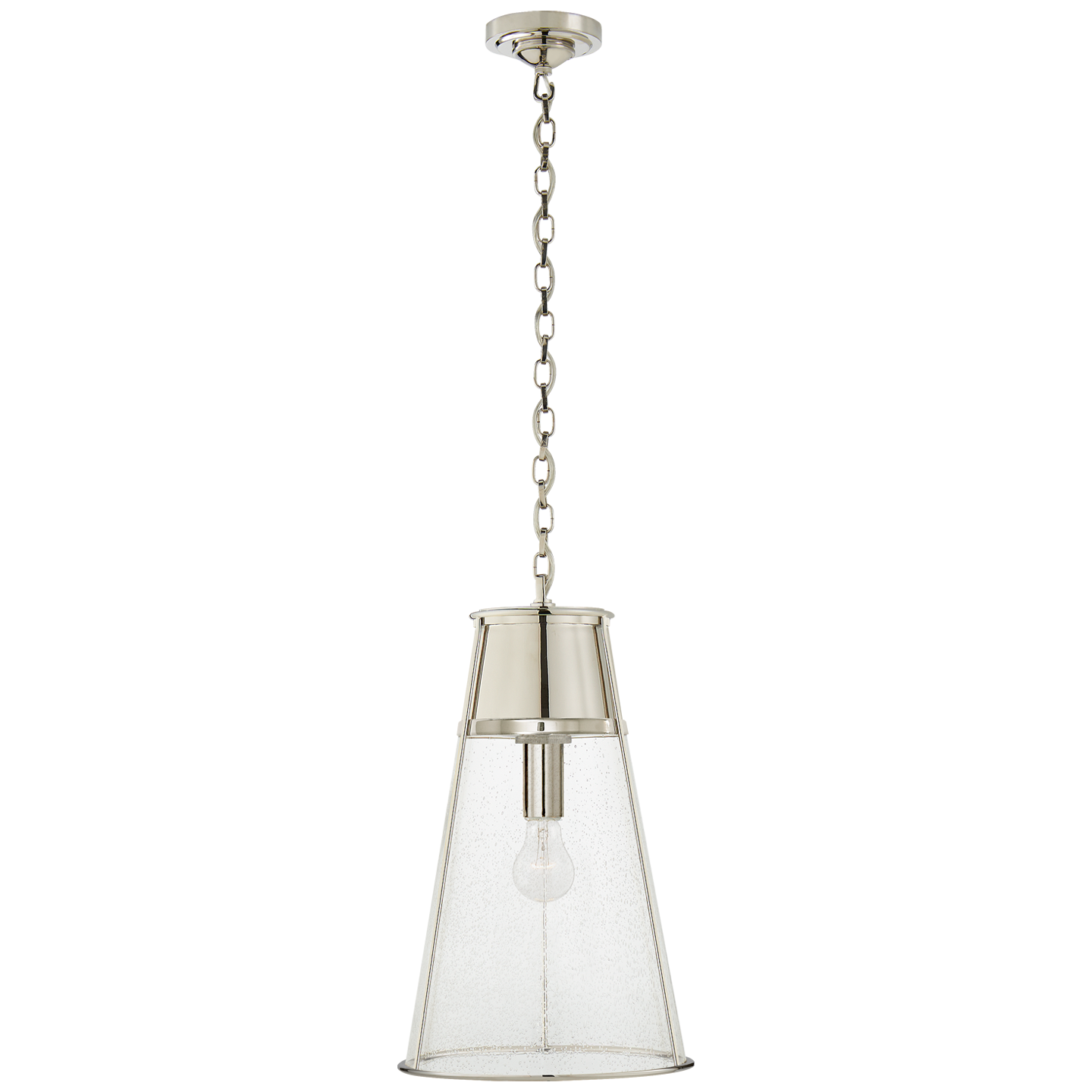 Lade das Bild in den Galerie-Viewer, Robinson Large Pendant in Polished Nickel with Seeded Glass
