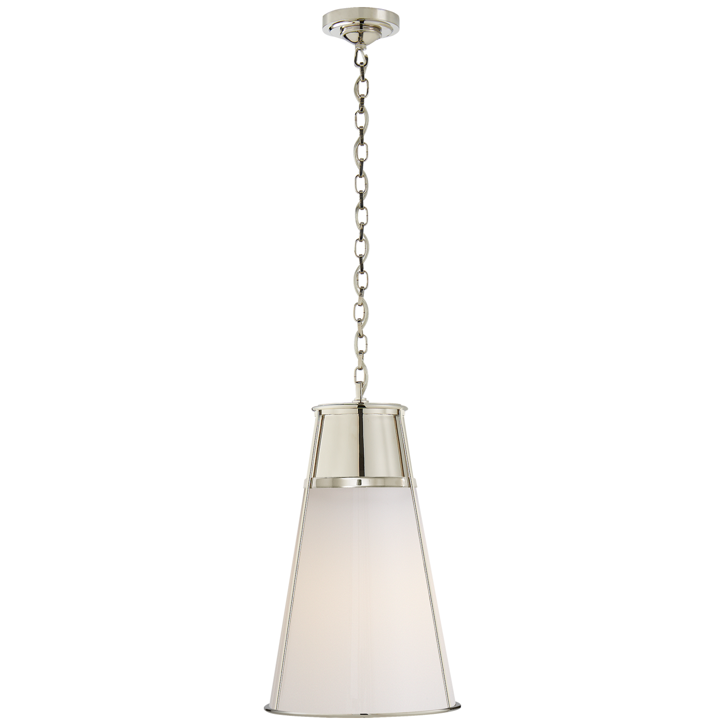 Lade das Bild in den Galerie-Viewer, Robinson Large Pendant in Polished Nickel with White Glass
