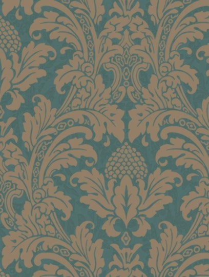 Cole and Son Tapet Blake Teal & Silver