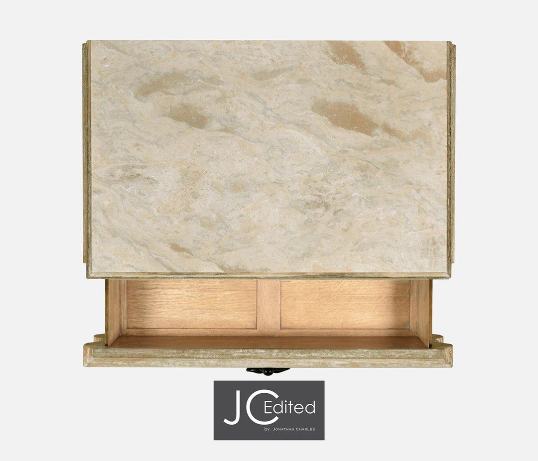 Yöpöydän lipasto Eclectic marmorinen toppi - kalkittu akaasia