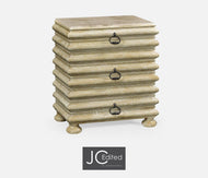 Bedside Chest of Drawers Eclectic with Marble Top - Limed Acacia