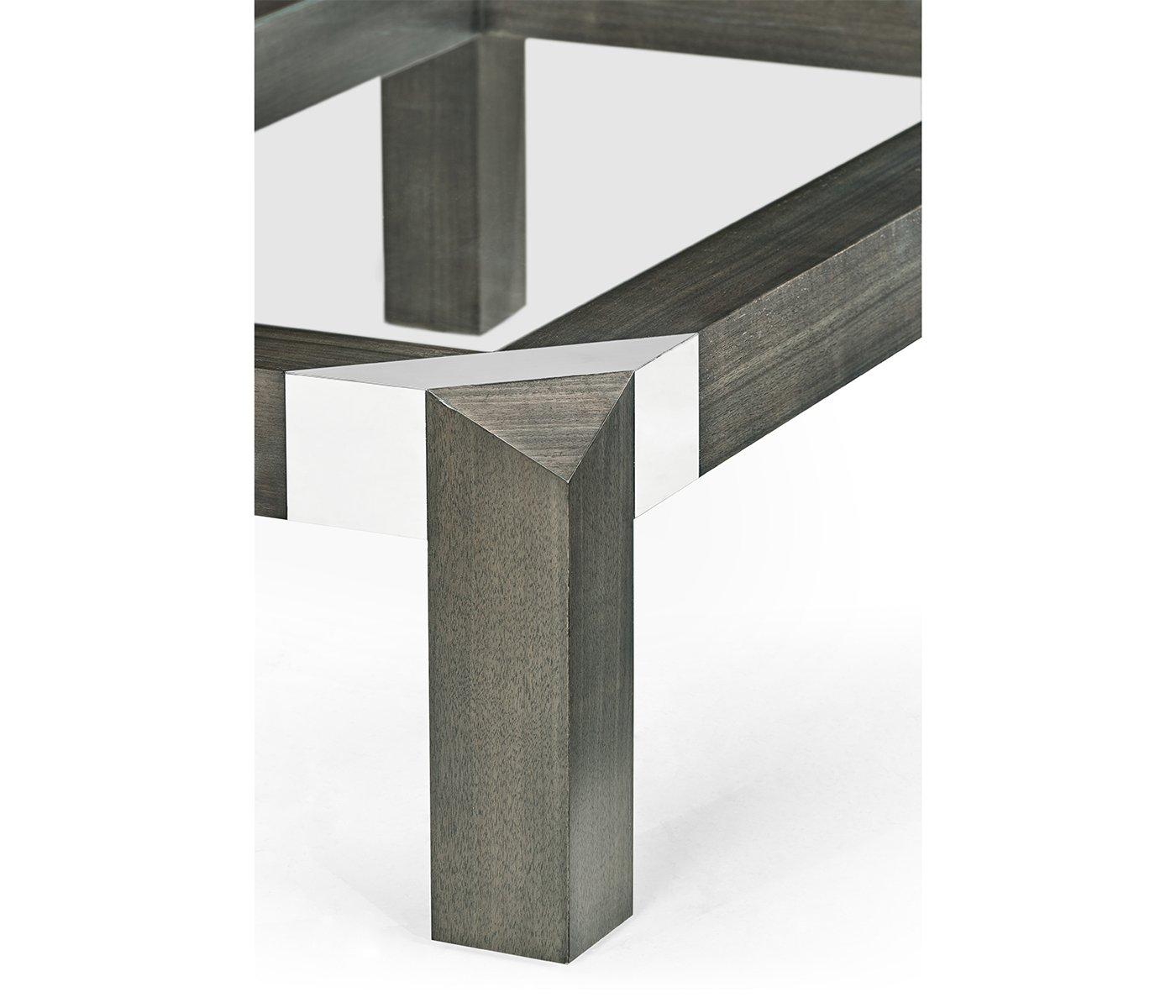 Load image into Gallery viewer, Coffee Table Gray Walnut with Glass Top
