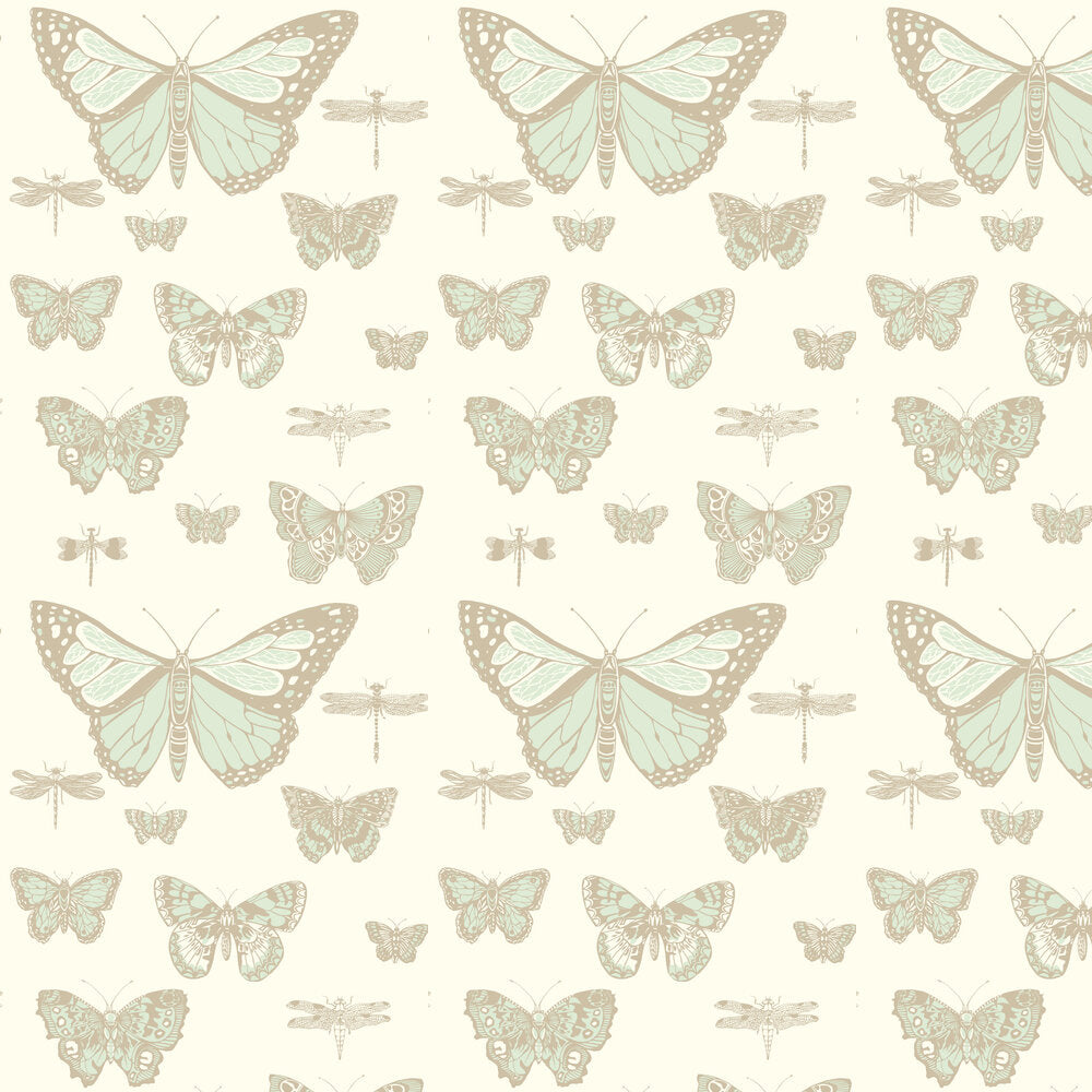 Cole and Son Tapet Butterflies & Dragonflies Duck Egg & Ivory