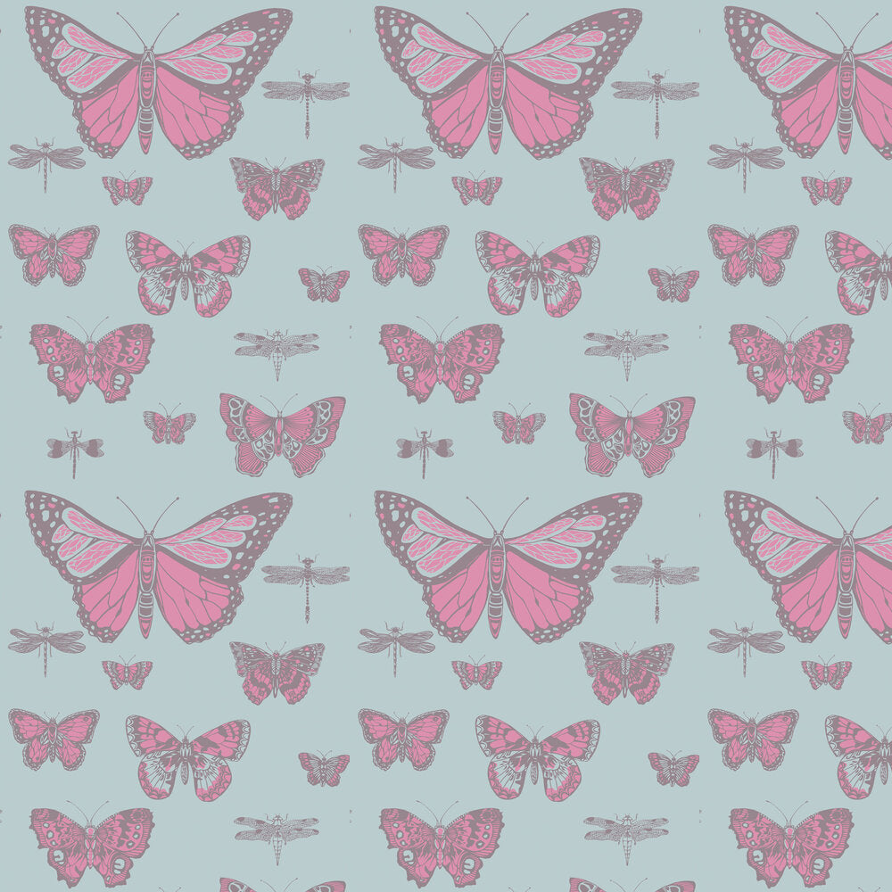 Cole and Son Tapet Butterflies & Dragonflies Pink & Blue