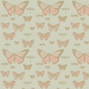 Cole and Son Tapet Butterflies & Dragonflies Pink & Olive