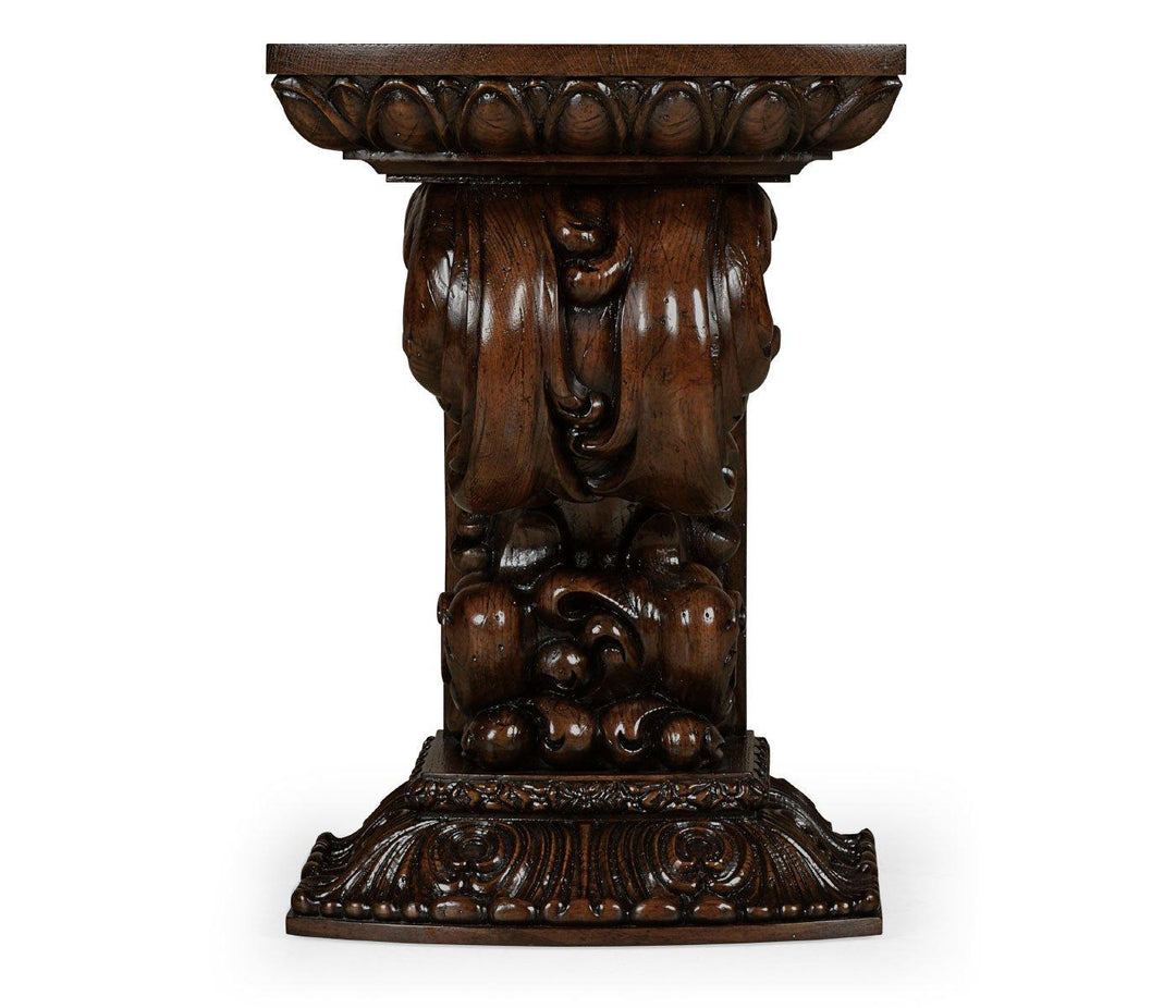 Corbel End Table Hand Carved Rich Chestnut