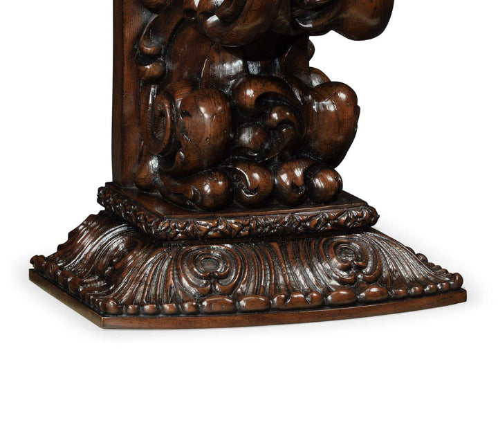 Corbel End Table Hand Carved Rich Chestnut