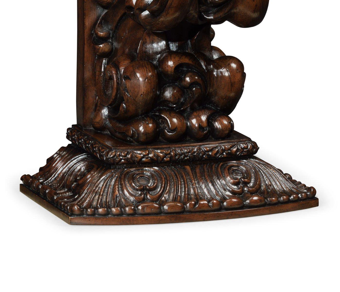 Load image into Gallery viewer, Corbel End Table Hand Carved Rich Chestnut
