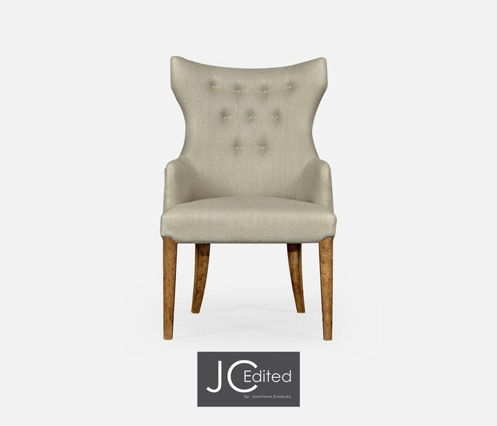 Winged Dining Armchair with Chestnut Leg