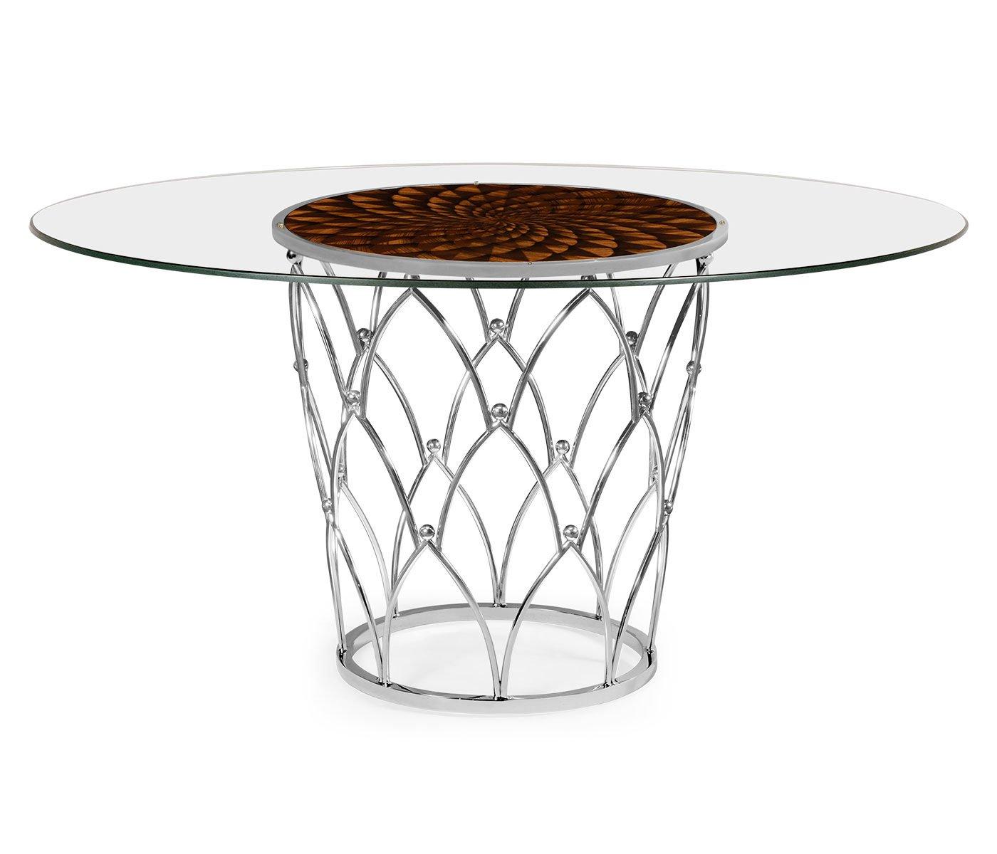 Load image into Gallery viewer, Round Dining Table with Feather Inlay
