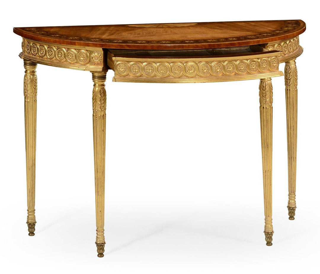 Demilune Console Table Adam Style Gilded