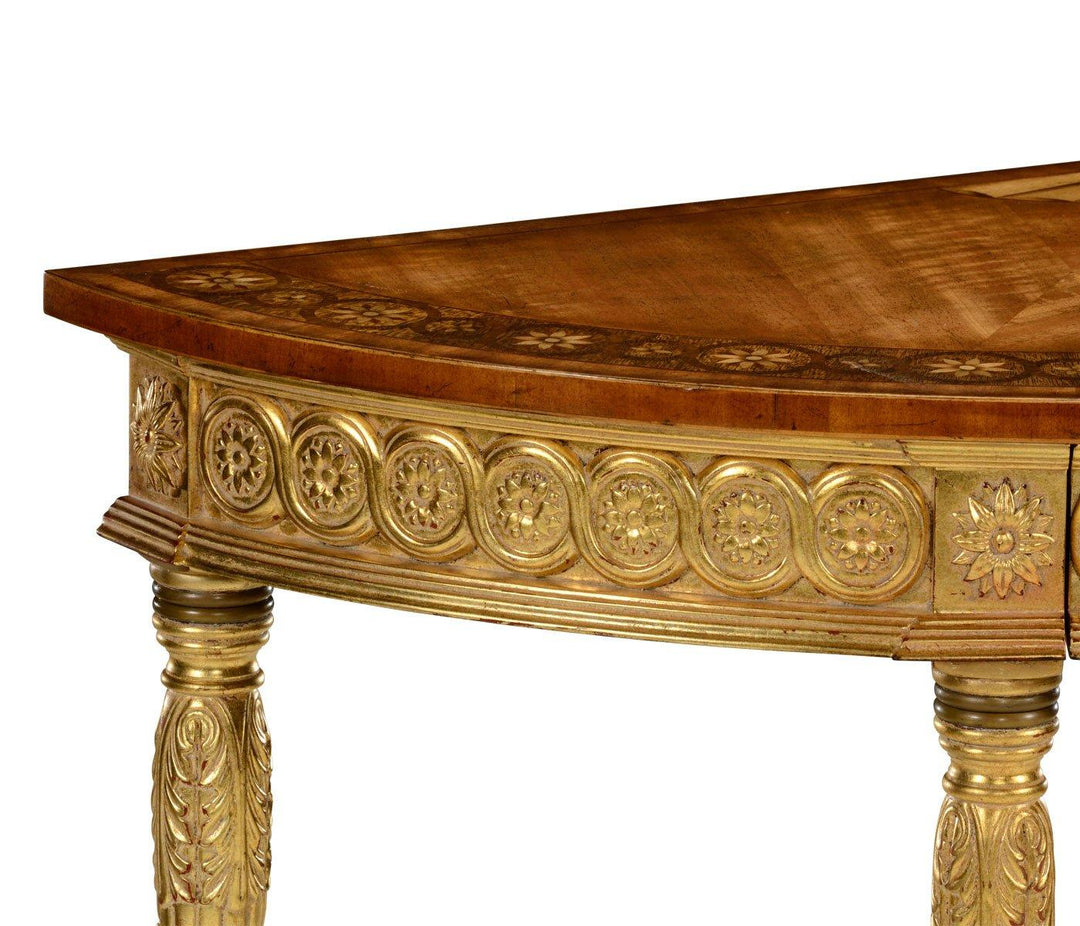 Demilune Console Table Adam Style Gilded