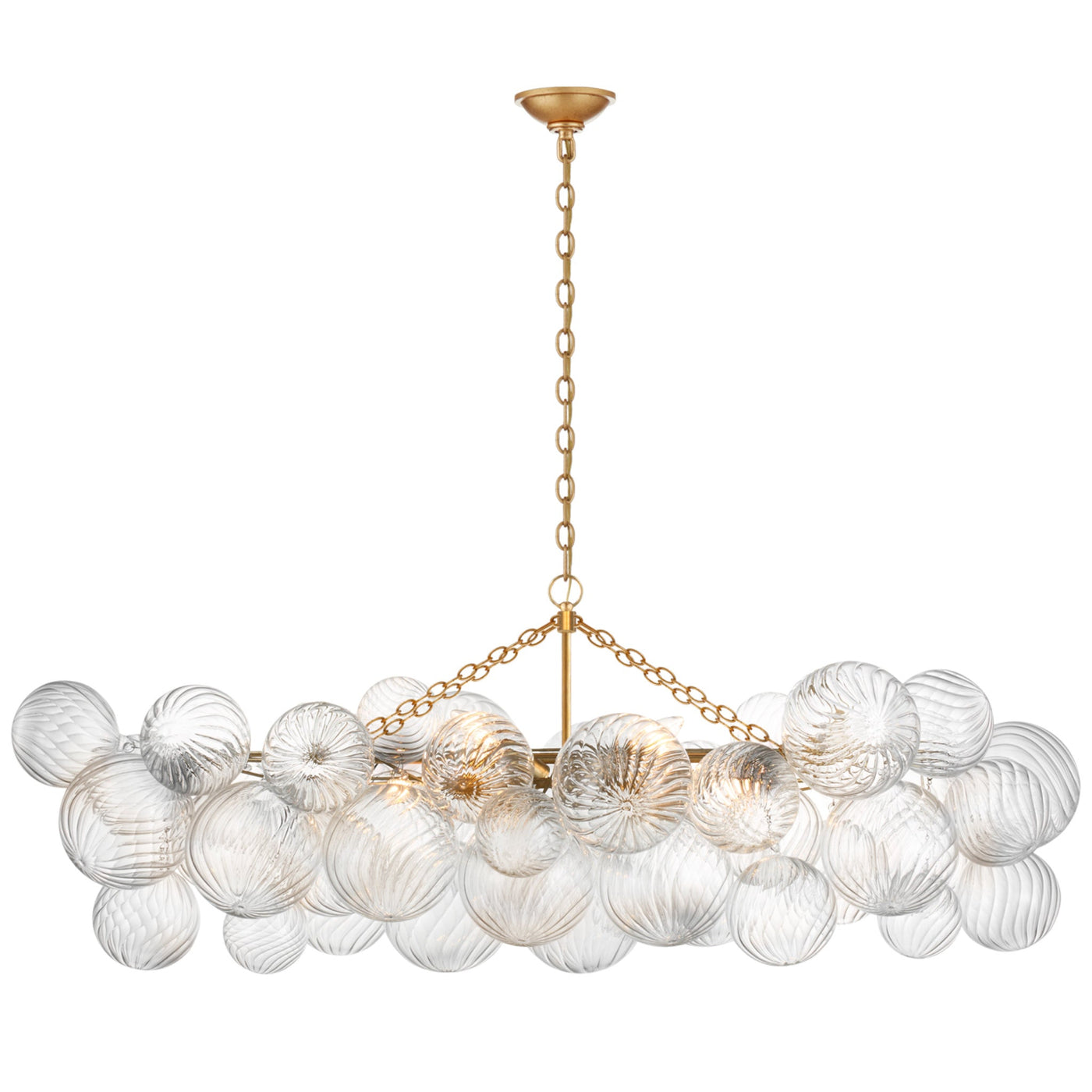 Talia Medium Linear Chandelier – Gild with Clear Swirled Glass