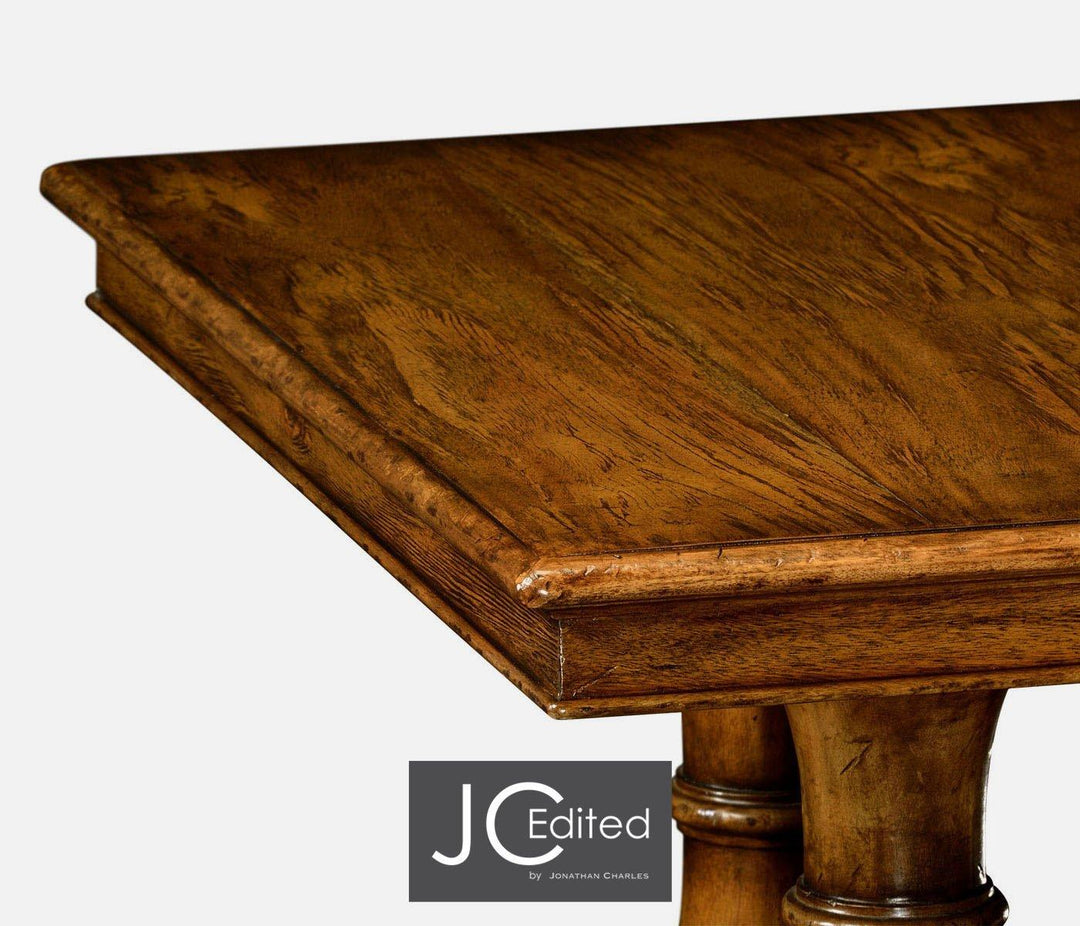 Dining Table Rustic with Pedestal Base - Walnut