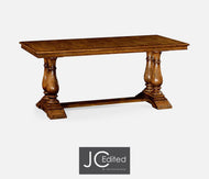 Dining Table Rustic with Pedestal Base - Walnut