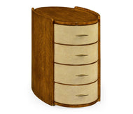 Narrow Bedside Chest Ivory Faux Shagreen