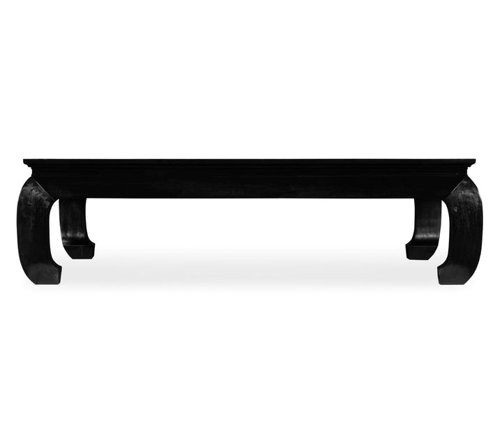 Rectangular Coffee Table Ming Ebonized with Black Glass Top