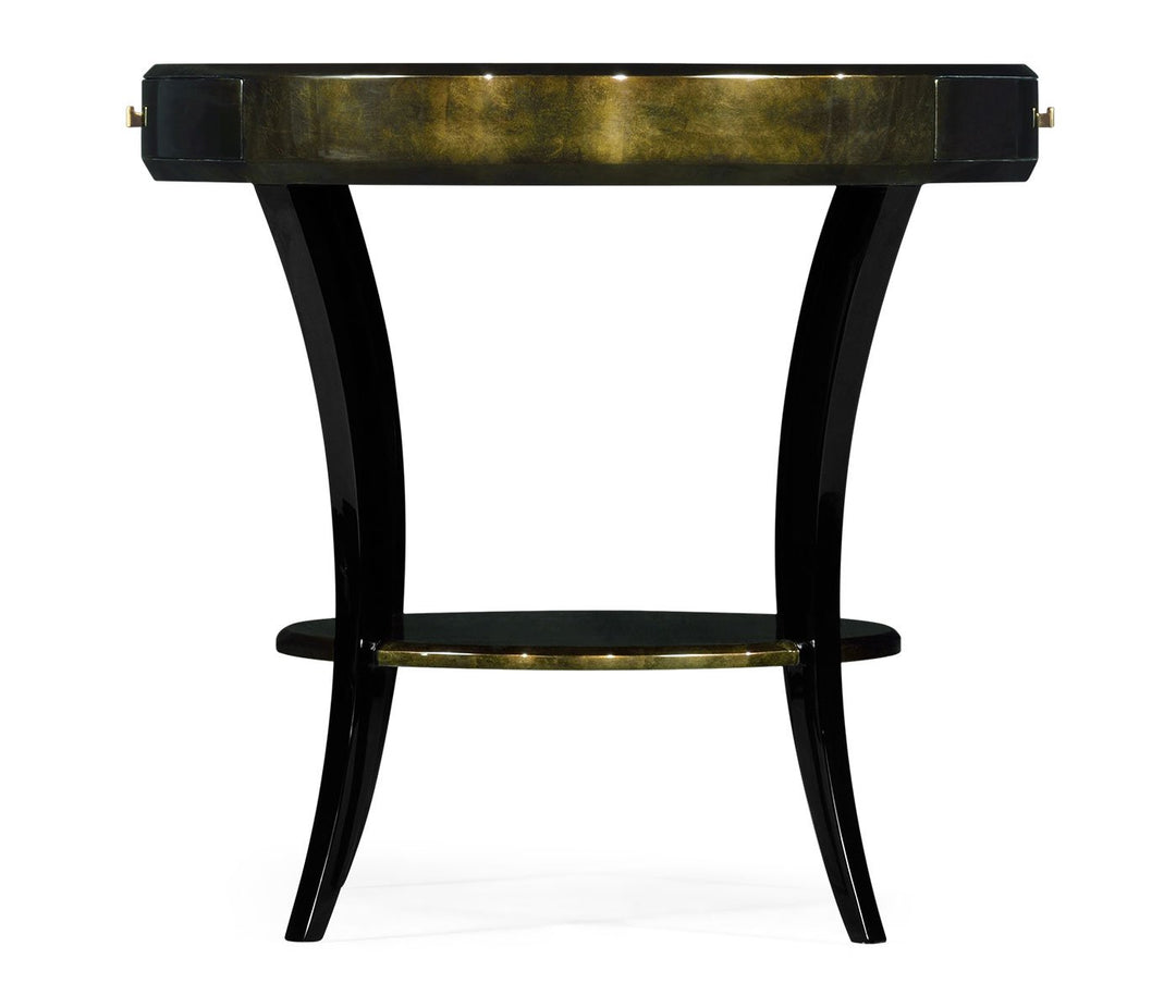 Round Side Table with Drawer Oriental