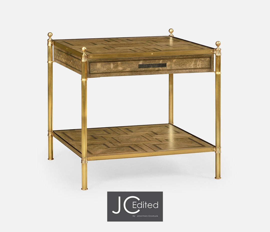 Square Lamp Table with Drawer English